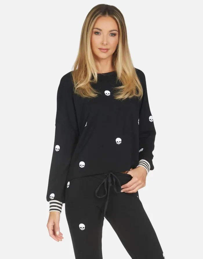 Women039s Kiara Mini Skulls Black Lauren Moshi Long Sleeve