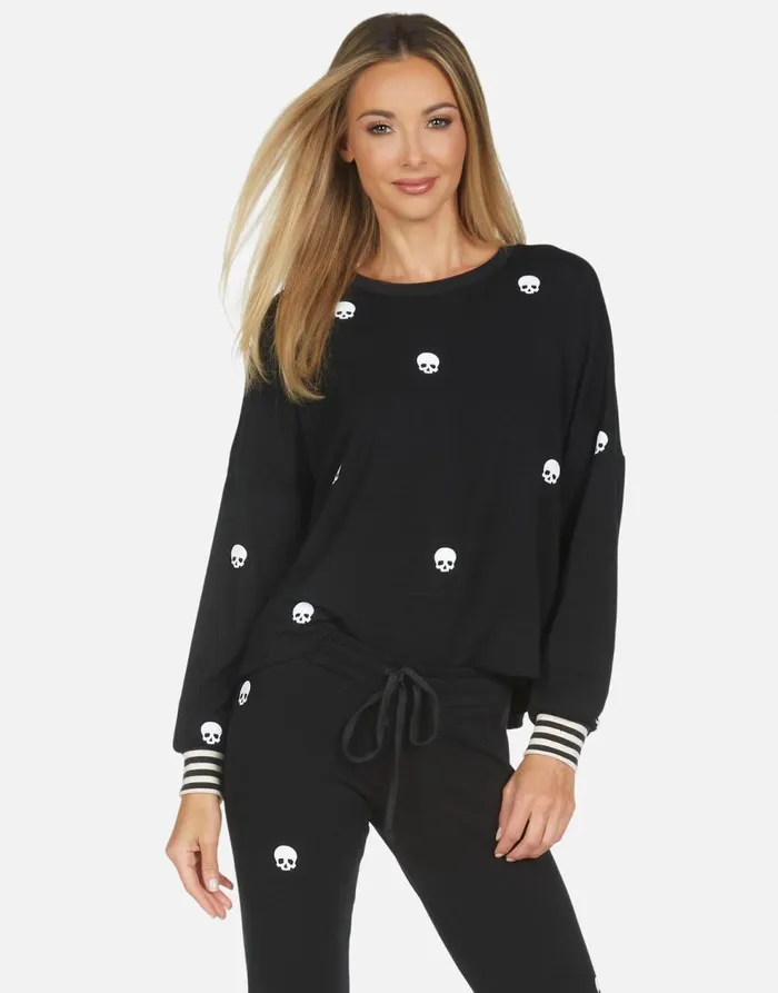 Women039s Kiara Mini Skulls Black Lauren Moshi Long Sleeve