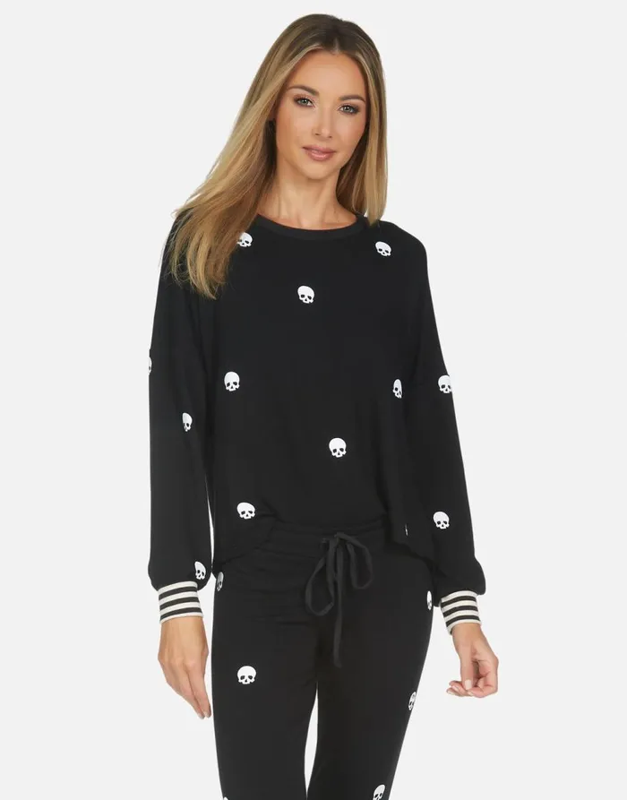 Women039s Kiara Mini Skulls Black Lauren Moshi Long Sleeve