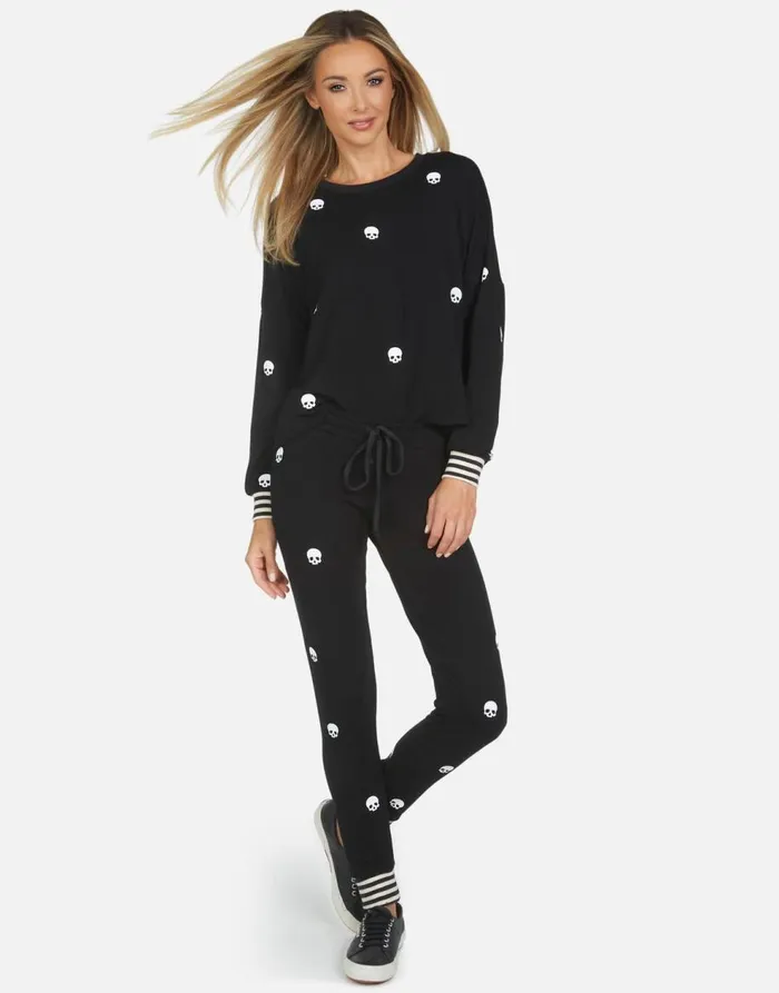 Women039s Kiara Mini Skulls Black Lauren Moshi Long Sleeve