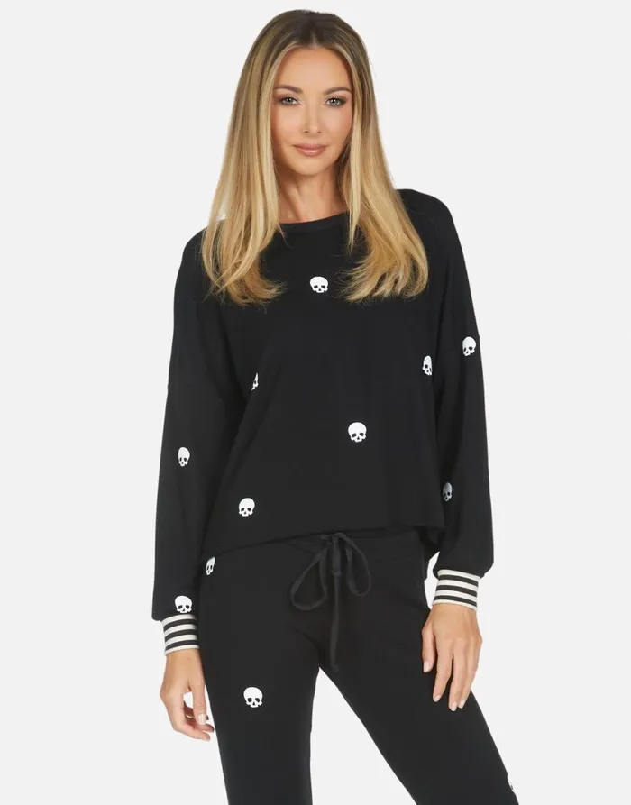 Women039s Kiara Mini Skulls Black Lauren Moshi Long Sleeve