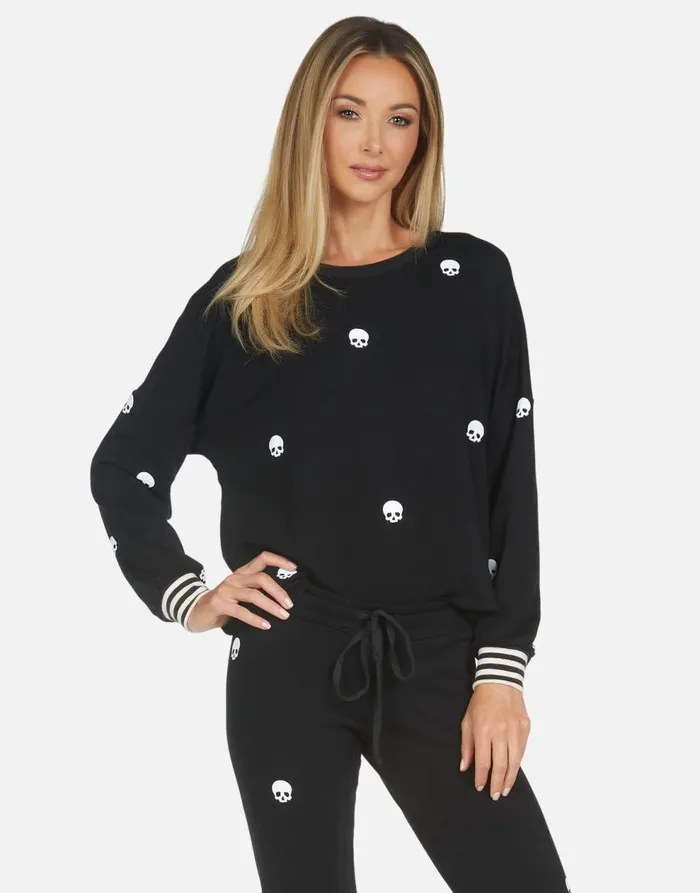 Women039s Kiara Mini Skulls Black Lauren Moshi Long Sleeve