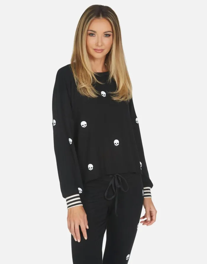 Women039s Kiara Mini Skulls Black Lauren Moshi Long Sleeve