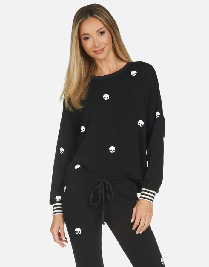 Women039s Kiara Mini Skulls Black Lauren Moshi Long Sleeve