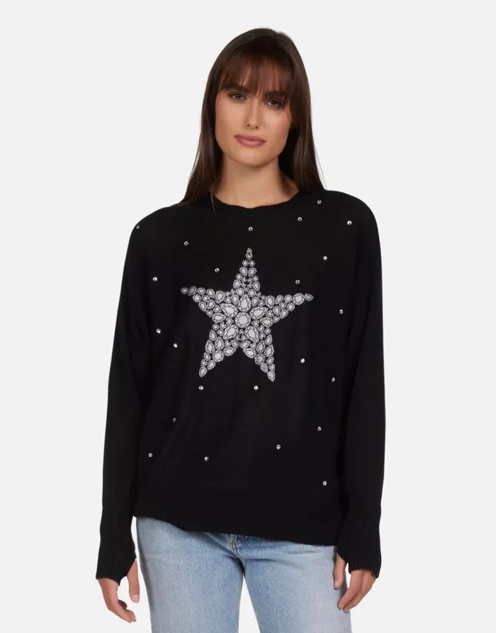 Women039s Ladona Diamond Star Black Lauren Moshi Long Sleeve