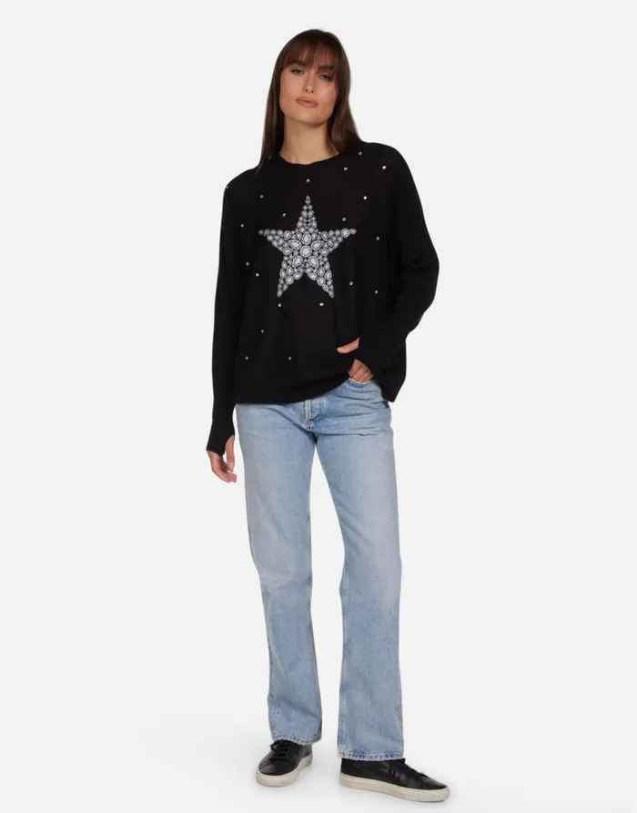 Women039s Ladona Diamond Star Black Lauren Moshi Long Sleeve