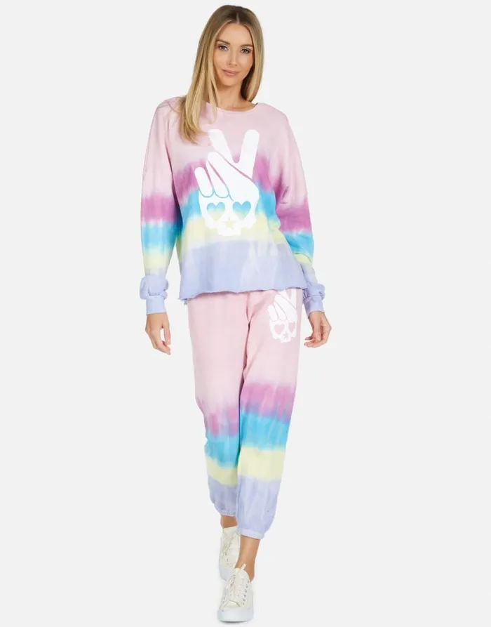 Women039s Lee Skull Peace Hand Ocean Sunrise Lauren Moshi Long Sleeve
