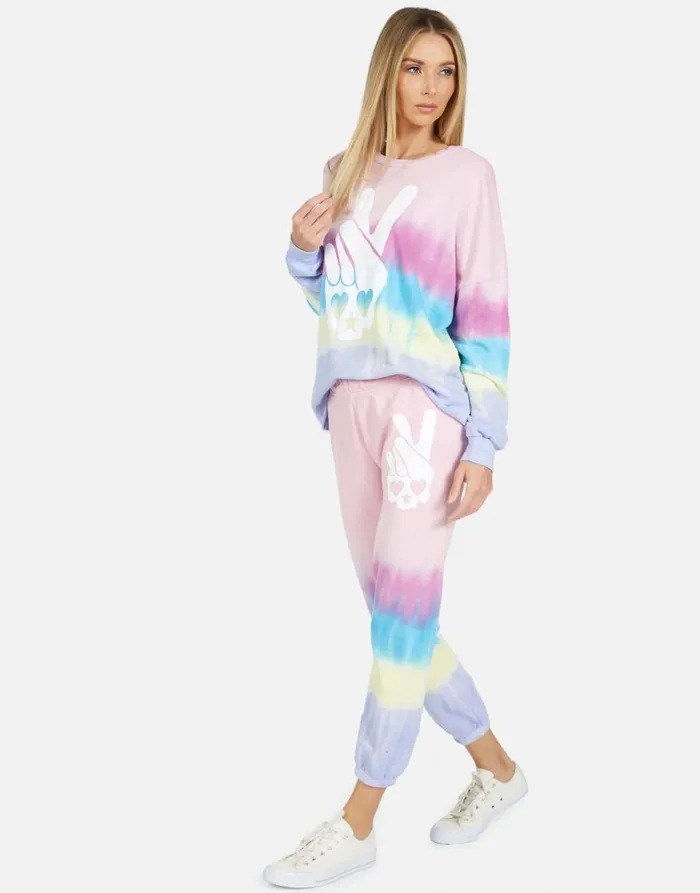 Women039s Lee Skull Peace Hand Ocean Sunrise Lauren Moshi Long Sleeve