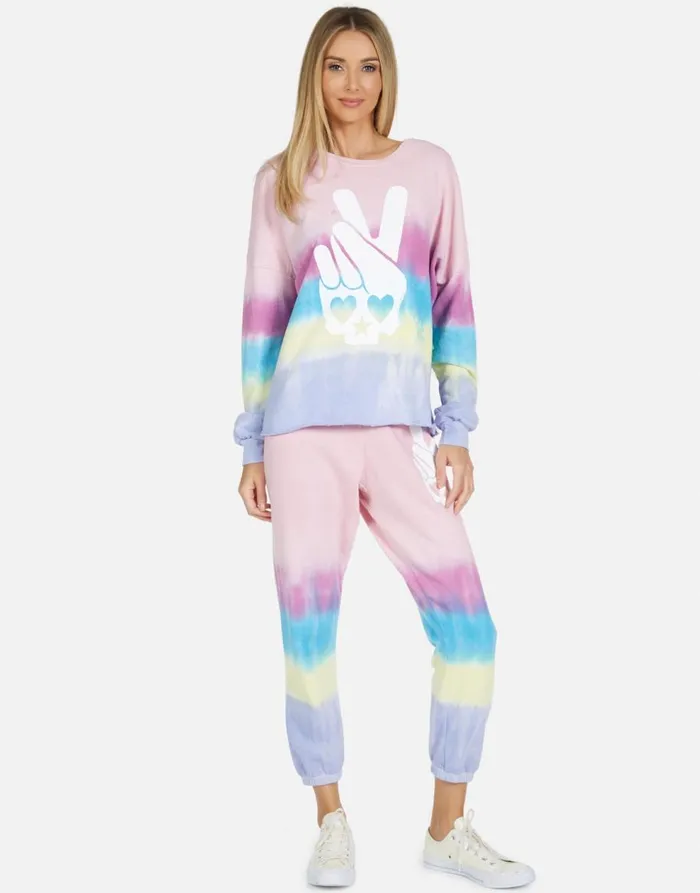 Women039s Lee Skull Peace Hand Ocean Sunrise Lauren Moshi Long Sleeve