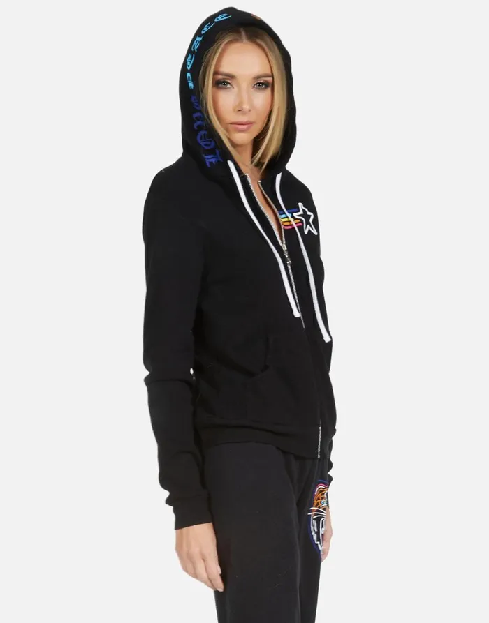 Women039s Lennox Neon Line Tiger Black Lauren Moshi Hoodies