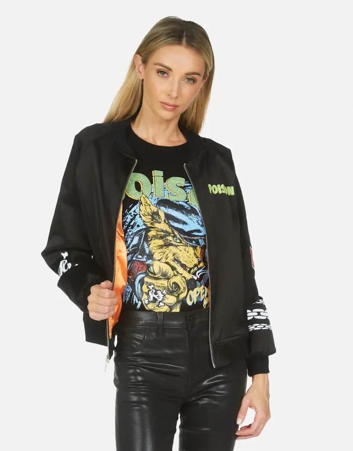 Women039s Levelle Poison Cat Black Orange Lauren Moshi Jackets
