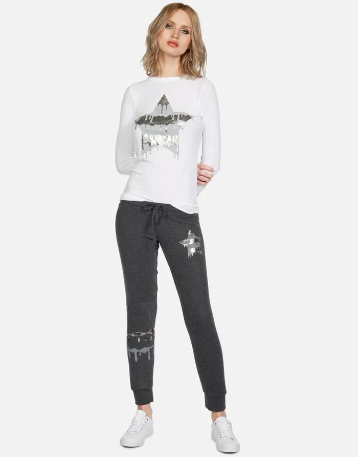 Women039s McKinley Dripping Star White Lauren Moshi Long Sleeve