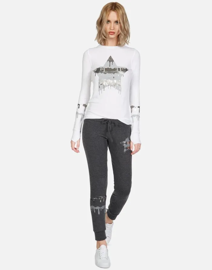 Women039s McKinley Dripping Star White Lauren Moshi Long Sleeve