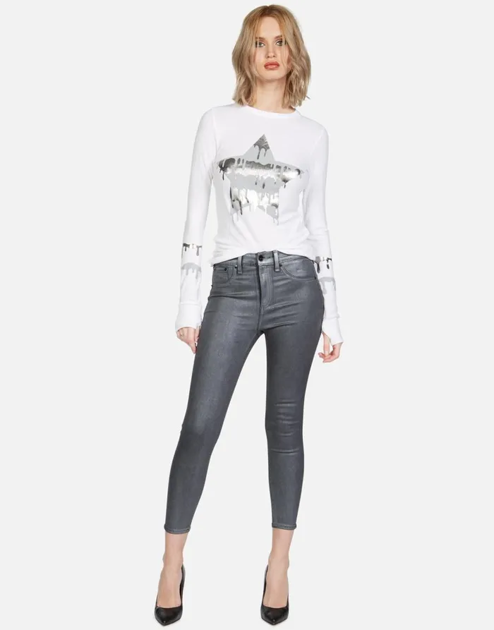 Women039s McKinley Dripping Star White Lauren Moshi Long Sleeve