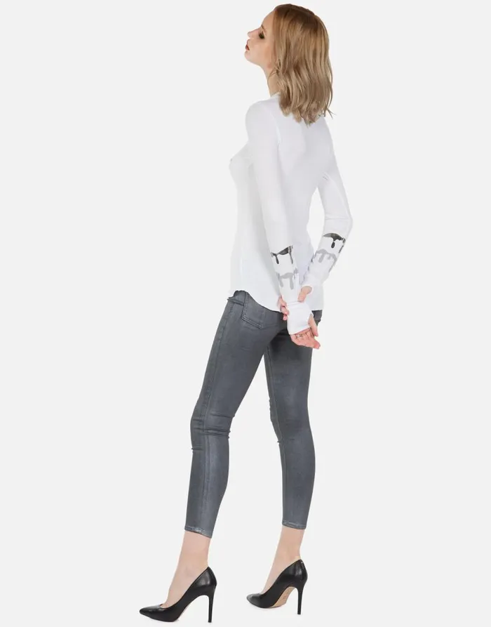Women039s McKinley Dripping Star White Lauren Moshi Long Sleeve