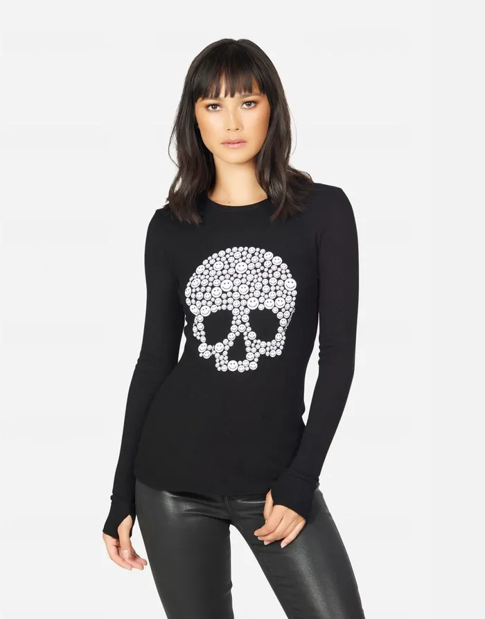 Women039s McKinley Happy Skulls Black Lauren Moshi Long Sleeve