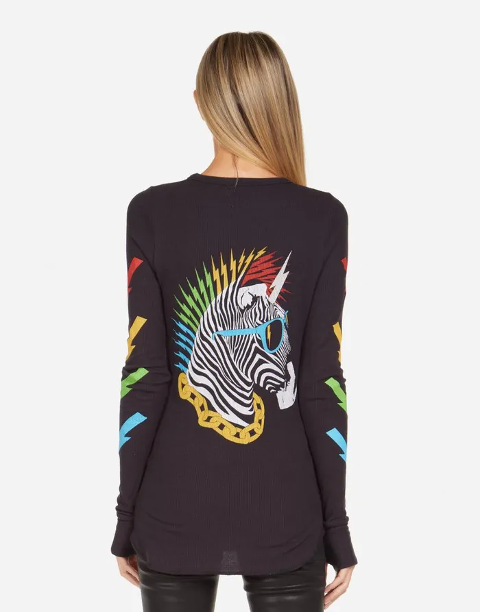Women039s McKinley Lightning Zebra Onyx Lauren Moshi Long Sleeve