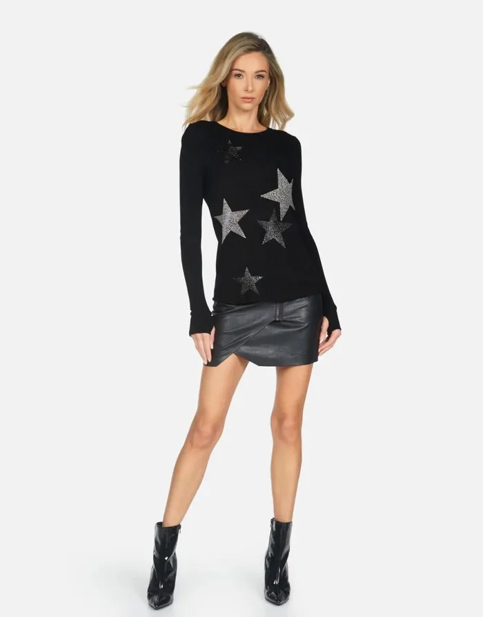 Women039s McKinley X Crystal Multi Stars Black Lauren Moshi Long Sleeve