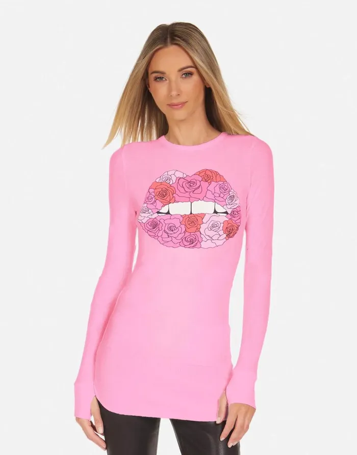 Women039s McKinley X Rose Lip Neon Pink Lauren Moshi Long Sleeve