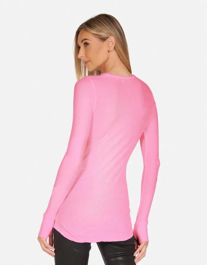 Women039s McKinley X Rose Lip Neon Pink Lauren Moshi Long Sleeve