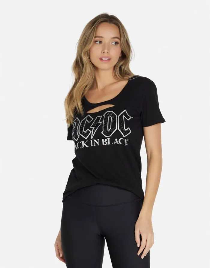 Women039s Myra ACDC Crystals Black Lauren Moshi Short Sleeve
