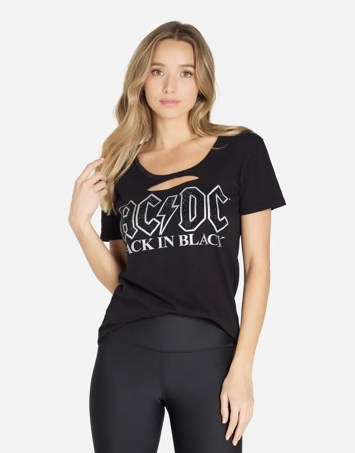 Women039s Myra ACDC Crystals Black Lauren Moshi Short Sleeve