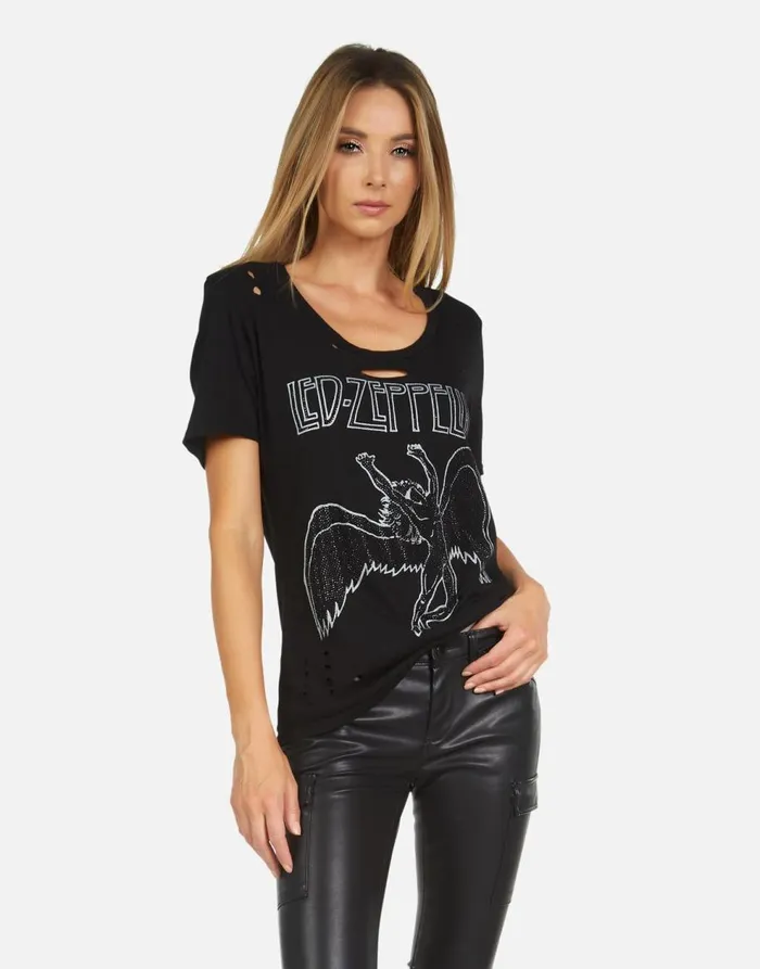 Women039s Myra Led Zeppelin Outline Black Lauren Moshi Short Sleeve