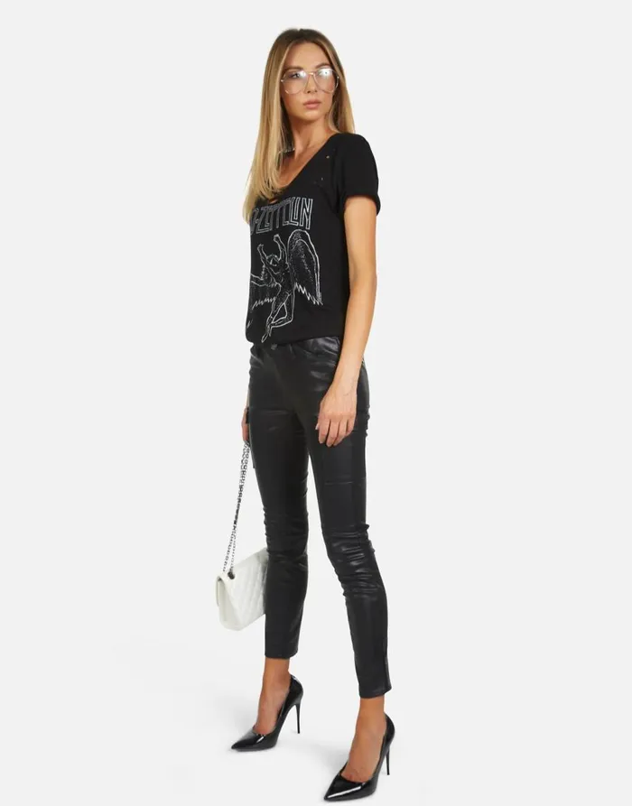 Women039s Myra Led Zeppelin Outline Black Lauren Moshi Short Sleeve