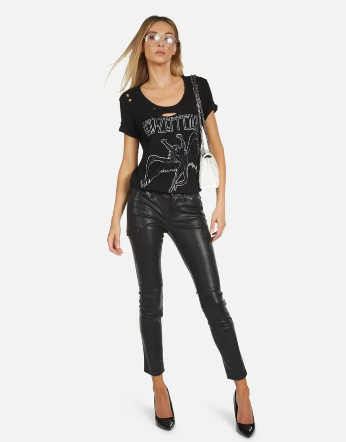 Women039s Myra Led Zeppelin Outline Black Lauren Moshi Short Sleeve