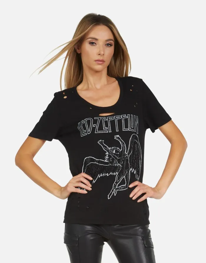 Women039s Myra Led Zeppelin Outline Black Lauren Moshi Short Sleeve