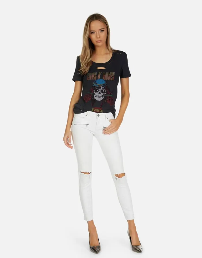 Women039s Myra X Guns N039 Roses Skull Onyx Lauren Moshi Short Sleeve
