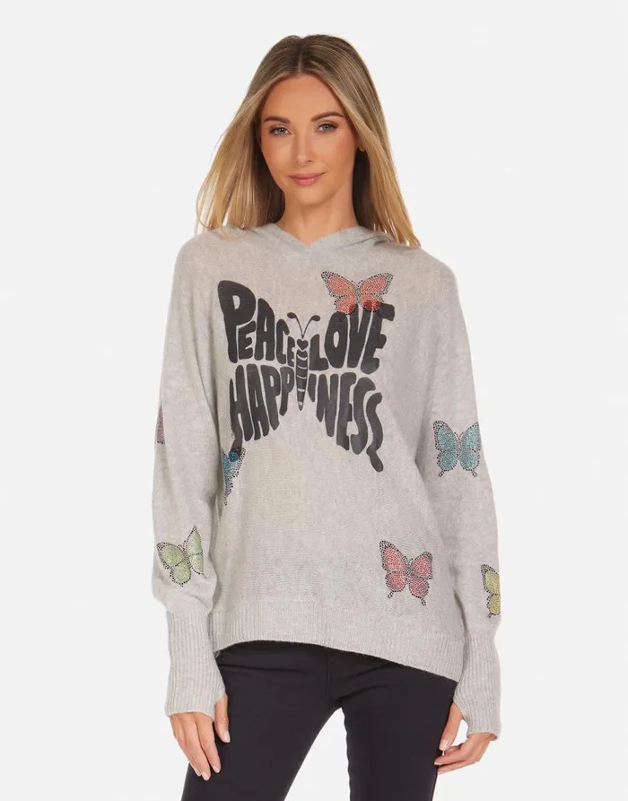 Women039s Namiko Crystal Love Butterfly Heather Grey Lauren Moshi Sweaters and Knits