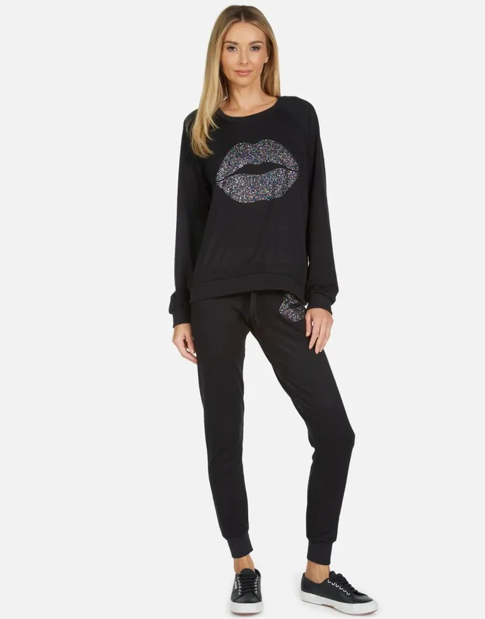 Women039s Noleta Sprinkle Lip Black Lauren Moshi Long Sleeve