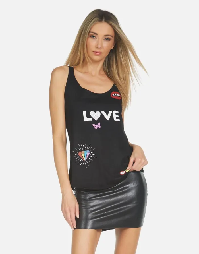 Women039s Parson Crystal Love Elements Black Lauren Moshi Tanks