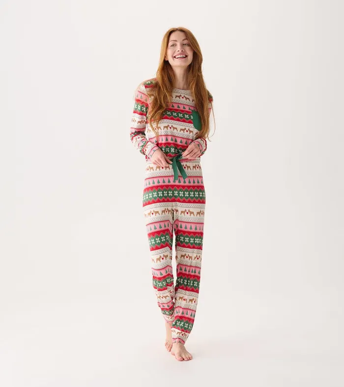 Women039s Puppy Hearts Fairisle Bamboo Pajama Set Hatley
