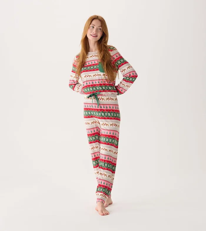 Women039s Puppy Hearts Fairisle Bamboo Pajama Set Hatley