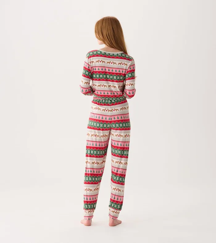 Women039s Puppy Hearts Fairisle Bamboo Pajama Set Hatley