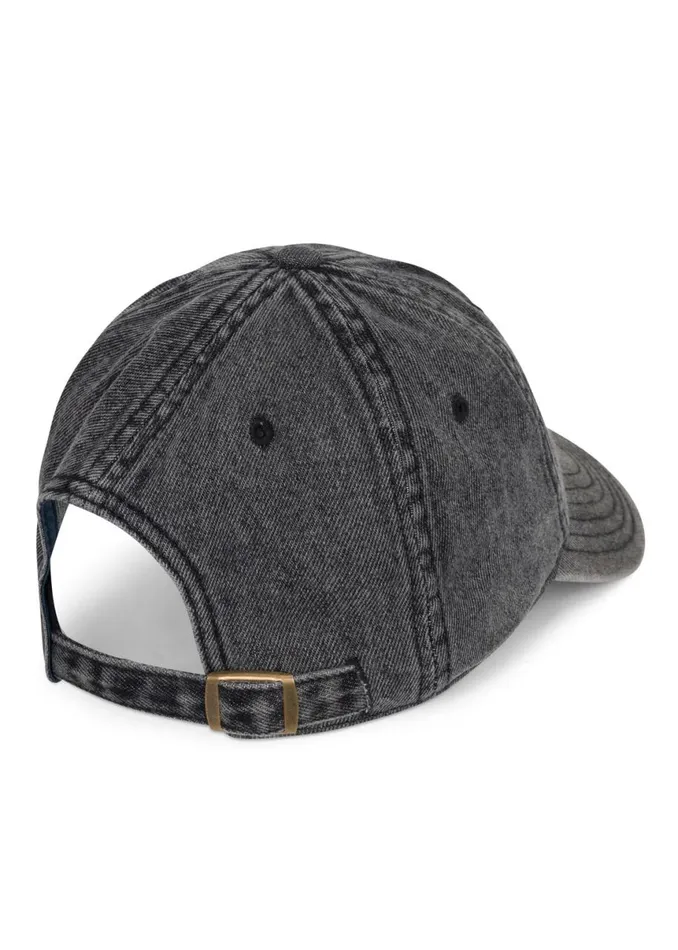Women039s Reina Silver Heart Patch Washed Black Lauren Moshi Hats