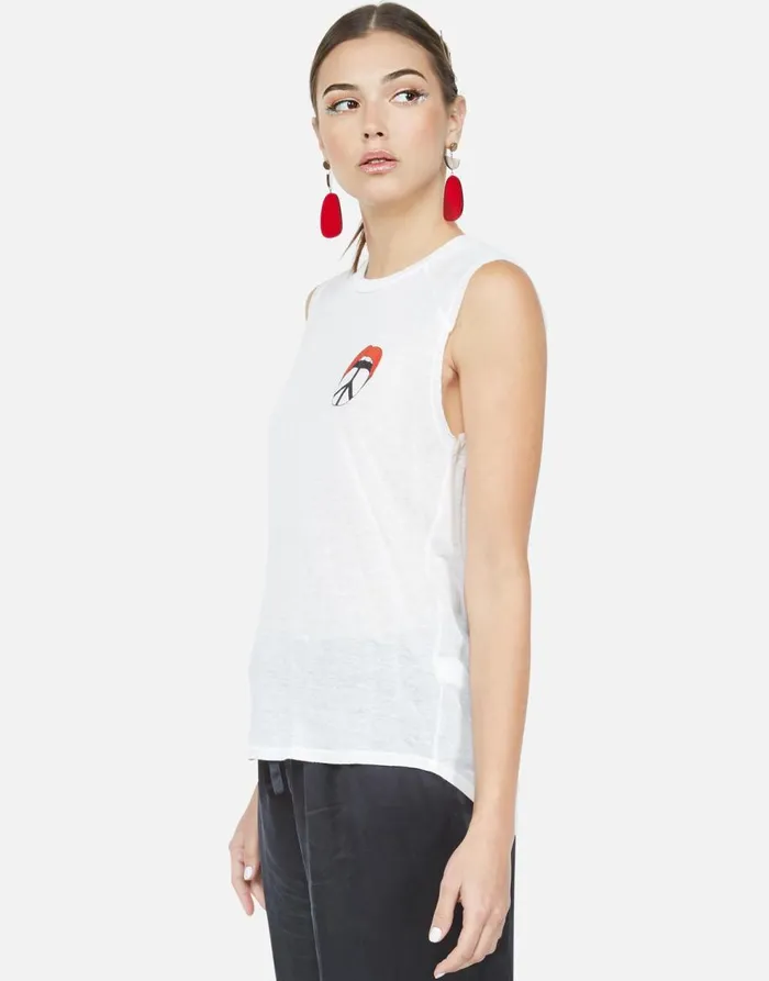Women039s Riley Peace Tongue White Lauren Moshi Tanks