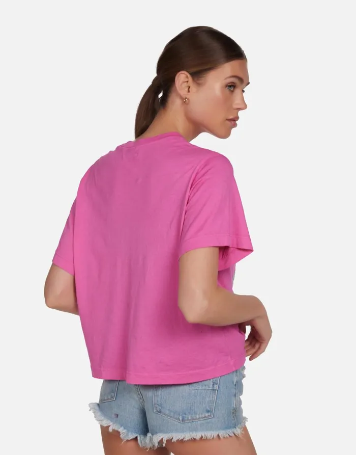 Women039s Rue Crystal Multi Lips Bright Pink Lauren Moshi Short Sleeve