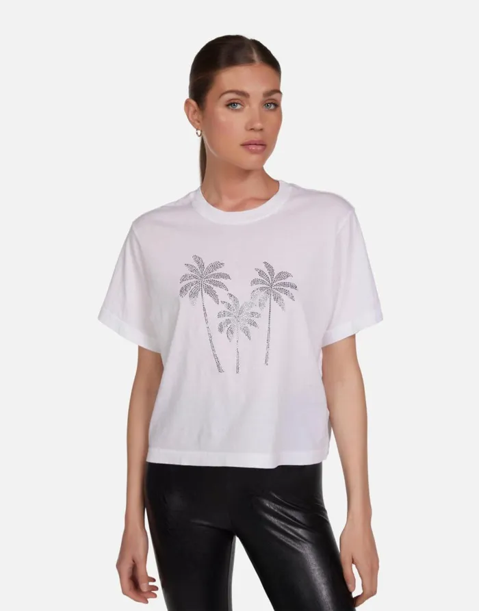 Women039s Rue Crystal Palm Trees White Lauren Moshi Short Sleeve