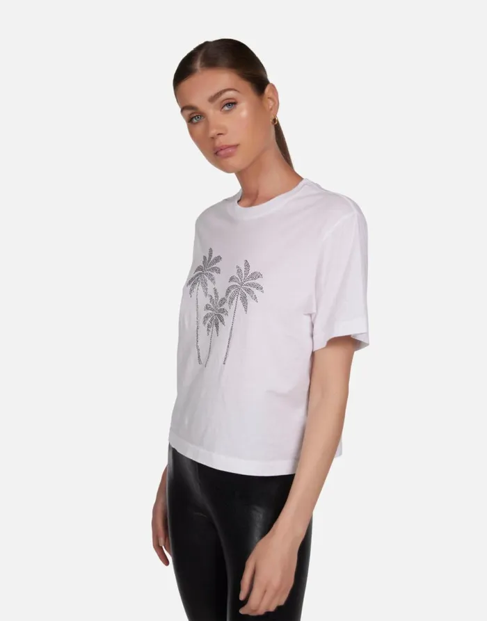 Women039s Rue Crystal Palm Trees White Lauren Moshi Short Sleeve