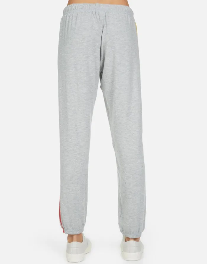 Women039s Tanzy Peace Love Stripe Heather Grey Lauren Moshi Long Sweatpants