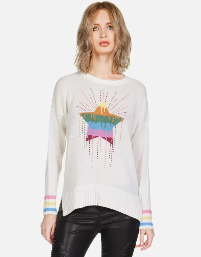 Women039s Vivian Dripping Star Creme Lauren Moshi Sweaters and Knits