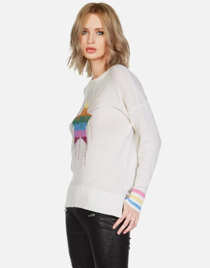 Women039s Vivian Dripping Star Creme Lauren Moshi Sweaters and Knits