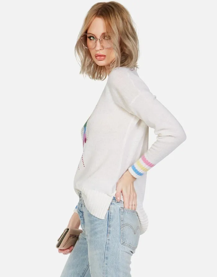 Women039s Vivian Dripping Star Creme Lauren Moshi Sweaters and Knits