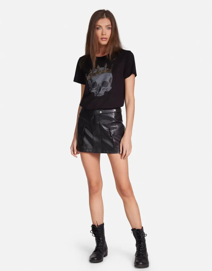 Women039s Wolf Diamond Royal Skull Black Lauren Moshi Short Sleeve