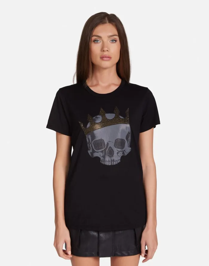 Women039s Wolf Diamond Royal Skull Black Lauren Moshi Short Sleeve