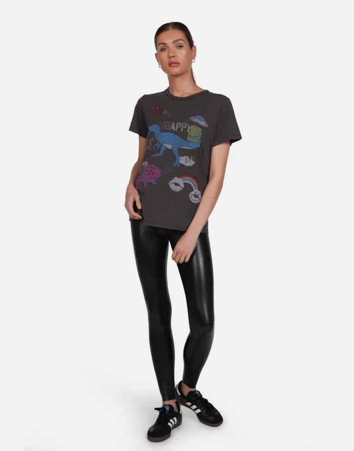 Women039s Wolf Dino Elements Vintage Black Lauren Moshi Short Sleeve