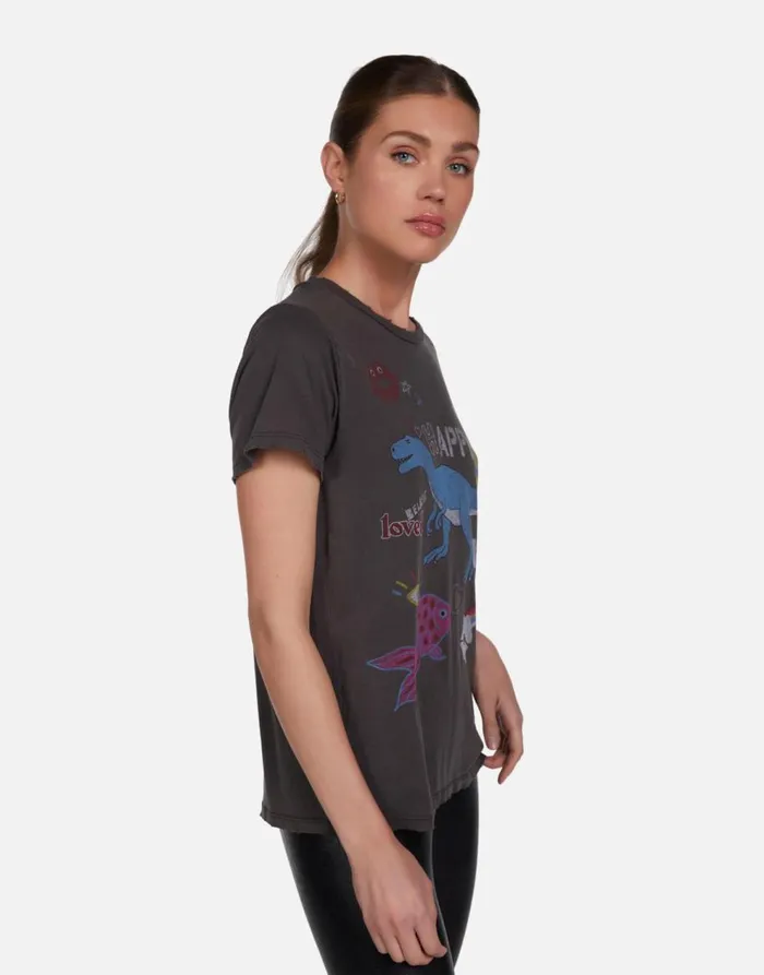 Women039s Wolf Dino Elements Vintage Black Lauren Moshi Short Sleeve